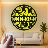 Decoración mural LED de hockey personalizada | Cartel de metal con nombre personalizado | Regalo para jugador de hockey | Decoración para habitación infantil y cueva masculina