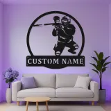 Insegna LED personalizzata per giocatore di paintball | Arte murale in metallo personalizzata | Decorazione per sala giochi e man cave | Luce d'azione retroilluminata