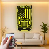 Insegna in metallo personalizzata con camion americano retroilluminato regalo per camionisti decorazione per garage o man cave