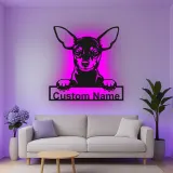 Décoration murale en métal personnalisée Chihuahua avec Rétroéclairage - Cadeau pour Amateurs de Chiens - Décor de Salon