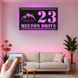LED Mountain Address Sign | Backlit Metal House Numbers | Personalized Outdoor Decor for Rustic & Modern Homes | Housewarming Gift