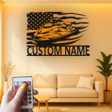 Insegna in metallo personalizzata per Jet Ski con LED | Insegna con nome per imbarcazione per casa al lago | Regalo per appassionati di nautica e decorazione per garage