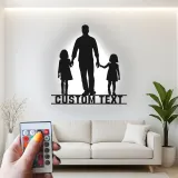Cartel de metal LED personalizado con silueta familiar, regalo para padres, decoración familiar para el salón