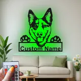Cartel de metal LED personalizado de pastor alemán, regalo para amantes de los perros, decoración para la sala de estar 2