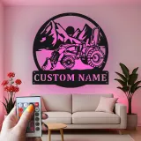 Insegna in metallo LED personalizzata a forma di trattore - Regalo per agricoltori - Decorazione rustica per la casa