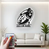 Insegna personalizzata con giocatore di football | Decorazione murale in metallo LED personalizzata | Arredo camera ragazzi e regalo per atleta | Luce sportiva per man cave