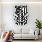 Cartel de metal LED personalizado de barbero con luz, regalo para barberías, decoración de salón para peluqueros