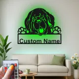 Custom Newfoundland Dog Led Light Metal Wall Art Personalized Pet Lover Gift Living Room or Entryway Decor