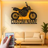 Insegna in metallo personalizzata moto con luce LED regalo per appassionati di motociclette, decorazione per garage o man cave