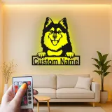 Décoration murale en métal personnalisée avec éclairage LED pour amoureux des chiens - Lapphund finlandais