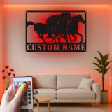 LED Horse Metal Sign | Custom Equestrian Wall Art for Ranch & Stable | Personalized Horse Lover Gift