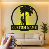 Cartel de metal LED de escalador de árboles regalo personalizado para arboristas decoración de entusiastas del aire libre