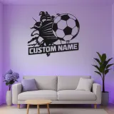 Insegna Nome Personalizzata per Calcio | Arte Murale in Metallo LED | Decorazione Sportiva Personalizzata per Camera dei Bambini | Regalo per Giocatore di Calcio