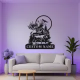 Panneau en métal personnalisé avec élan et aigle | Art mural rétroéclairé pour décoration de cabane rustique | Cadeau personnalisé pour amoureux de la nature