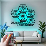 Grandma's Garden Custom Sign | Personalized LED Metal Wall Art | Floral Family Name Decor | Gift for Grandma