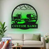 Insegna in metallo LED personalizzata per camion ed escavatore, regalo per camionisti, decorazione per garage o officina