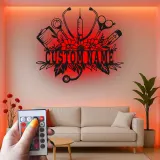 Personalized Nurse Gift | Custom Name LED Metal Sign for Clinic Decor | Floral Medical Wall Art | Nurse Graduation Gift