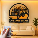 Personalisierte Logging Truck Metallschild | LED Wandkunst | Geschenk für Trucker | Männerhöhlen & Garagen Dekor