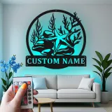 Starfish Metal Wall Art | Personalized Nautical LED Sign | Custom Coastal Decor for Beach House & Business