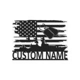 Personalized Navy Ship Metal Sign | Custom US Military Veteran Wall Art | American Flag LED Decor | Patriotic Gift for Him