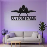 Personalized Fighter Jet Metal Sign | LED Backlit Wall Art | Custom Pilot Name Decor for Man Cave | Aviation Gift