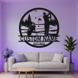 Custom Golf LED Sign | Personalized Metal Wall Art for Man Cave | Backlit Golfer Decor Gift for Husband