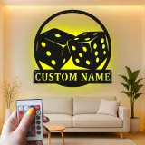 Cartel de metal personalizado con luz LED de dados para decoración de sala de juegos, regalo para jugadores, decoración de casino