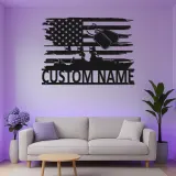 Personalized Navy Ship Metal Sign | Custom US Military Veteran Wall Art | American Flag LED Decor | Patriotic Gift for Him