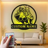 Grim Reaper LED Metal Sign | Custom Name Wall Art | Personalized Spooky Garage Decor & Halloween Gift