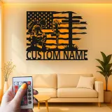 Kneeling Soldier Metal Sign | Custom Military Memorial Wall Art | Personalized Veteran Remembrance Gift with LED