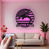 Décoration murale en métal personnalisée avec éclairage LED pour la lutte - Cadeau personnalisé pour lutteurs