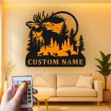 Personalized Moose Metal Sign | LED Backlit Wall Art for Cabin & Lodge Decor | Custom Hunter Name Plaque