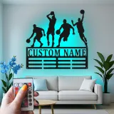 Insegna in metallo LED personalizzata per giocatore di basket - Regalo personalizzato per appassionati di sport e decorazione per sala giochi