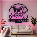 Cartel de metal LED de batería Regalo para músico con nombre Decoración de estudio o sala de música