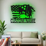 Insegna in metallo personalizzata con luce LED per giocatori di bowling - Regalo personalizzato per appassionati di bowling e decorazione per sale giochi e sport 1