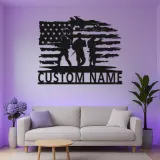 Custom Soldier Flag Metal Sign | Patriotic LED Wall Art | Personalized Military Decor for Veteran Man Cave