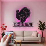Cartel de metal LED personalizado de pavo para regalo de acción de gracias, decoración festiva para comedor