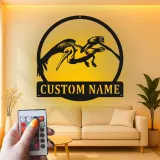 Custom Pelican LED Metal Sign | Personalized Beach House Name Plaque | Coastal Nautical Wall Art for Patio & Home Bar