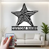 Custom Starfish LED Metal Sign | Personalized Nautical Wall Art | Coastal Beach House & Salon Decor