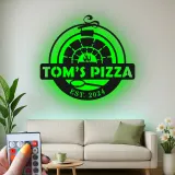 Cartel de metal LED personalizado de horno de pizza, regalo para amantes de la pizza, decoración de cocina