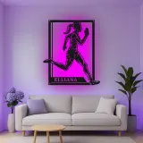 Custom Female Runner Led Light Metal Wall Art Personalized Athlete Gift Sports Room Decor for Running Enthusiasts