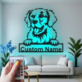 Custom Golden Retriever Led Light Metal Wall Art Personalized Dog Lover Gift Living Room Pet Decor 1
