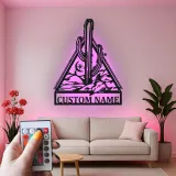 Décoration murale en métal personnalisée Cactus du désert avec rétroéclairage LED Cadeau western Décor rustique pour le salon