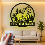 Letrero familiar de caballos personalizado | Decoración mural LED de metal | Decoración ecuestre a medida para casa de campo | Regalo para amantes de los caballos
