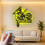 Custom Motocross Rider Led Light Metal Wall Art Personalized Gift for Dirt Bike Enthusiasts Garage or Man Cave Decor 3