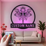 Décoration murale en métal LED personnalisée Libellule Cadeau pour amoureux de la nature Décor de chambre ou de salon 2