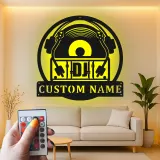 Cartel de metal personalizado con luz LED de tornamesa regalo personalizado para amantes de la música decoración de estudio o man cave