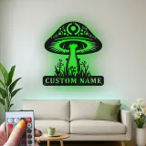 Insegna LED Personalizzata con Fungo | Targa in Metallo Personalizzata | Arte Murale Mistica Boho per Camera da Letto, Studio e Amanti della Natura