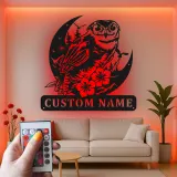 Personalisierter Uhu LED-Metallschild | Individuelle Wandkunst für Naturliebhaber | Geschenk für Hütte, Büro oder Wohnzimmer