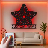 Custom Starfish LED Sign | Personalized Metal Wall Art | Nautical Beach House Decor | Coastal Ocean Lighting